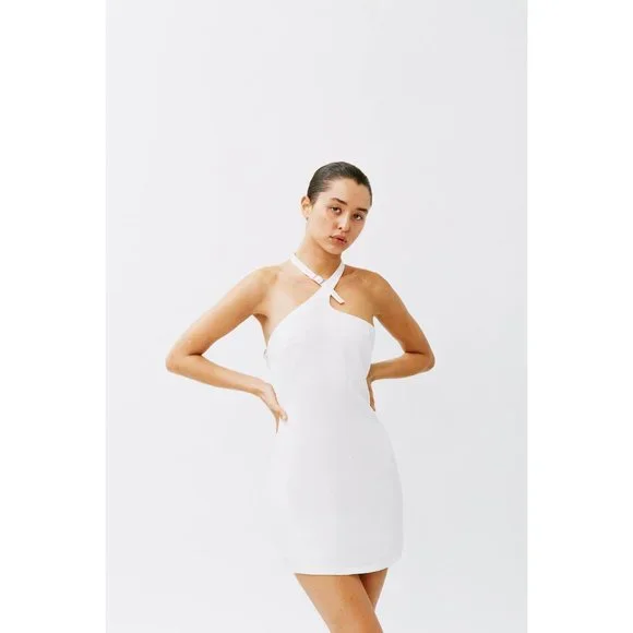 ワンピース Crinkle Point Buckle Dress White VT-
